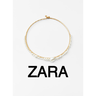 ザラ(ZARA)の【ZARA】　メタルネックレス　フェイクパール　フェイクパールネックレス　高見え(ネックレス)