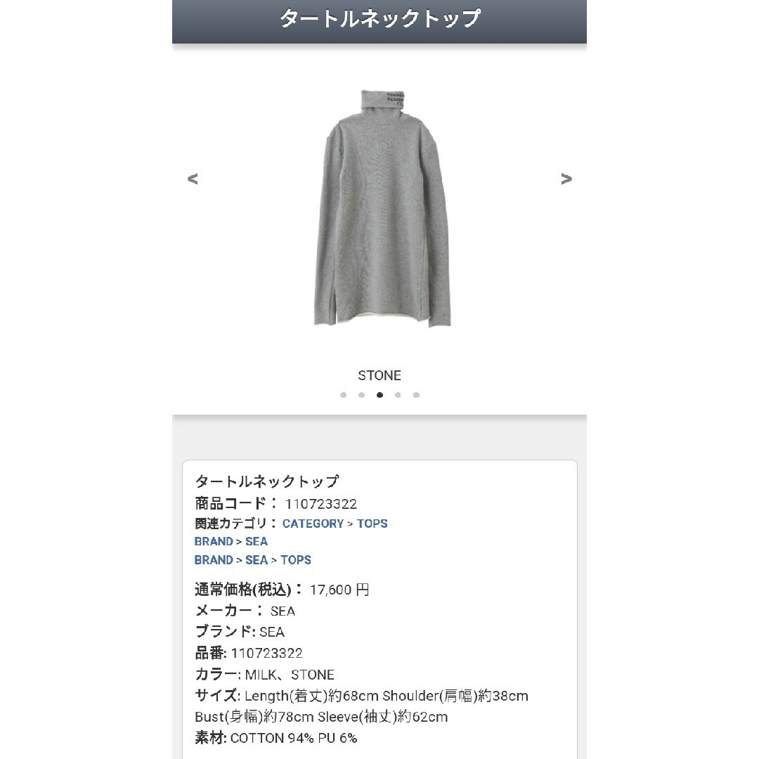 SEA(シー)のSEAVALLEY MOUNTAIN CLUB　TURTLE NECK TOP レディースのトップス(カットソー(長袖/七分))の商品写真