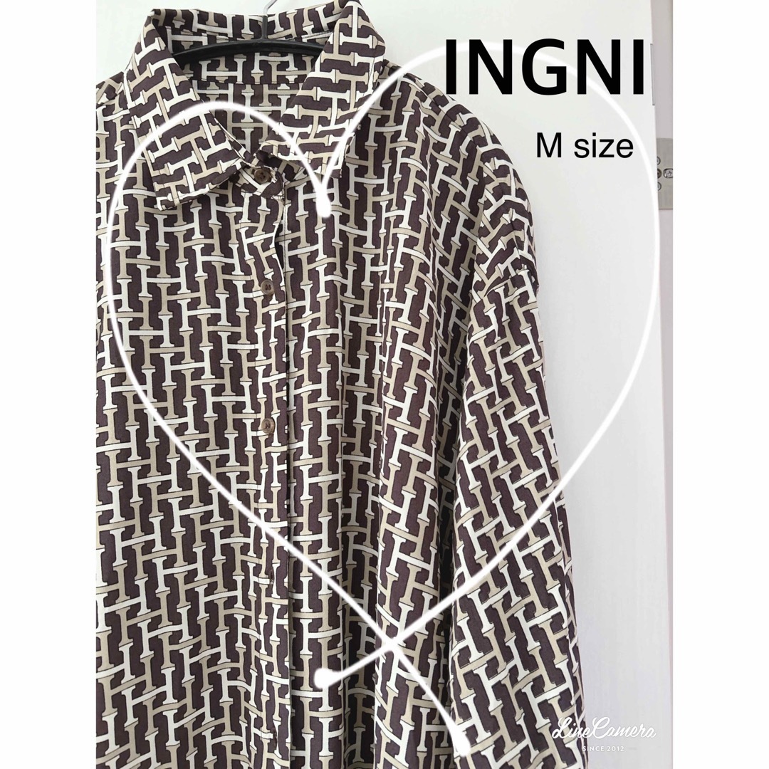 INGNI(イング)の新品未使用タグ付【INGNI(イング)】アソート柄オーバーサイズシャツ　M  レディースのトップス(シャツ/ブラウス(長袖/七分))の商品写真