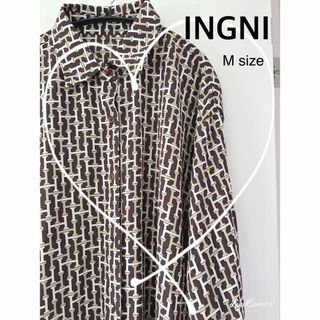 イング(INGNI)の新品未使用タグ付【INGNI(イング)】アソート柄オーバーサイズシャツ　M (シャツ/ブラウス(長袖/七分))