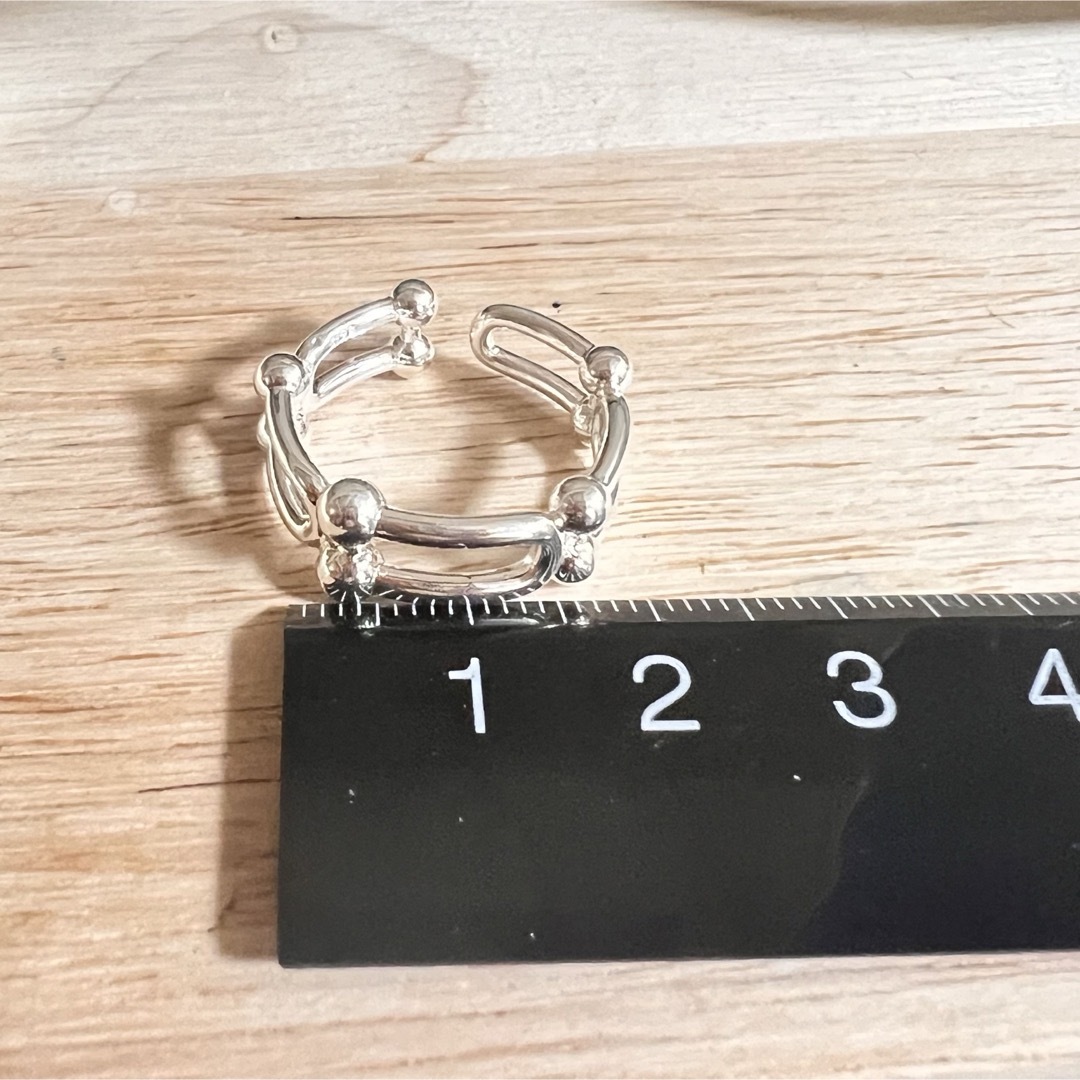 シルバーリング 925 U字型 リンク チェーン ハード ミニマム 韓国 指輪 メンズのアクセサリー(リング(指輪))の商品写真
