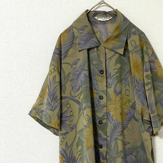 ナチュラルヴィンテージ(natuRAL vintage)のシャツ 半袖 花柄 ボタニカル 総柄 L 一点物 ヴィンテージ(シャツ)