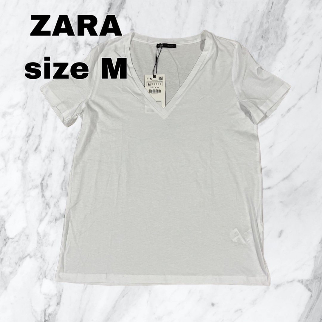 ZARA(ザラ)の新品◎ZARA 半袖Tシャツ　ホワイト レディースのトップス(Tシャツ(半袖/袖なし))の商品写真