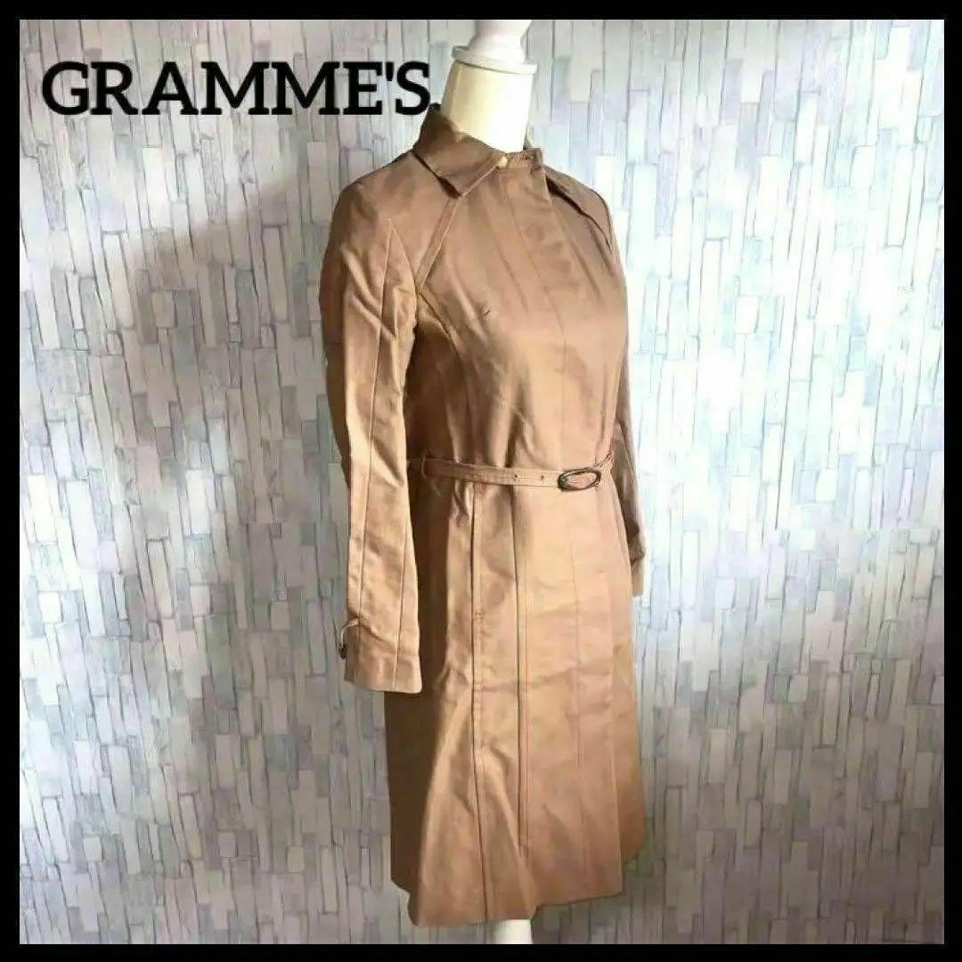☆古着☆ GRAMME'S グラムス コート ボーダー オレンジ ネイビー　美品 レディースのジャケット/アウター(トレンチコート)の商品写真