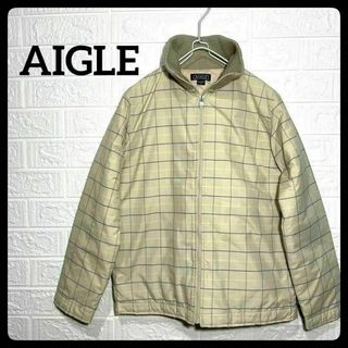 美品　エーグル AIGLE 中綿ジャケット リブ チェック S レディース(ダウンジャケット)