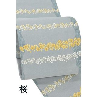 着物だいやす SALE276■袋帯■桜段文　桜花　グレー　茶席【正絹】【仕立て上がり帯】　春・柄(帯)