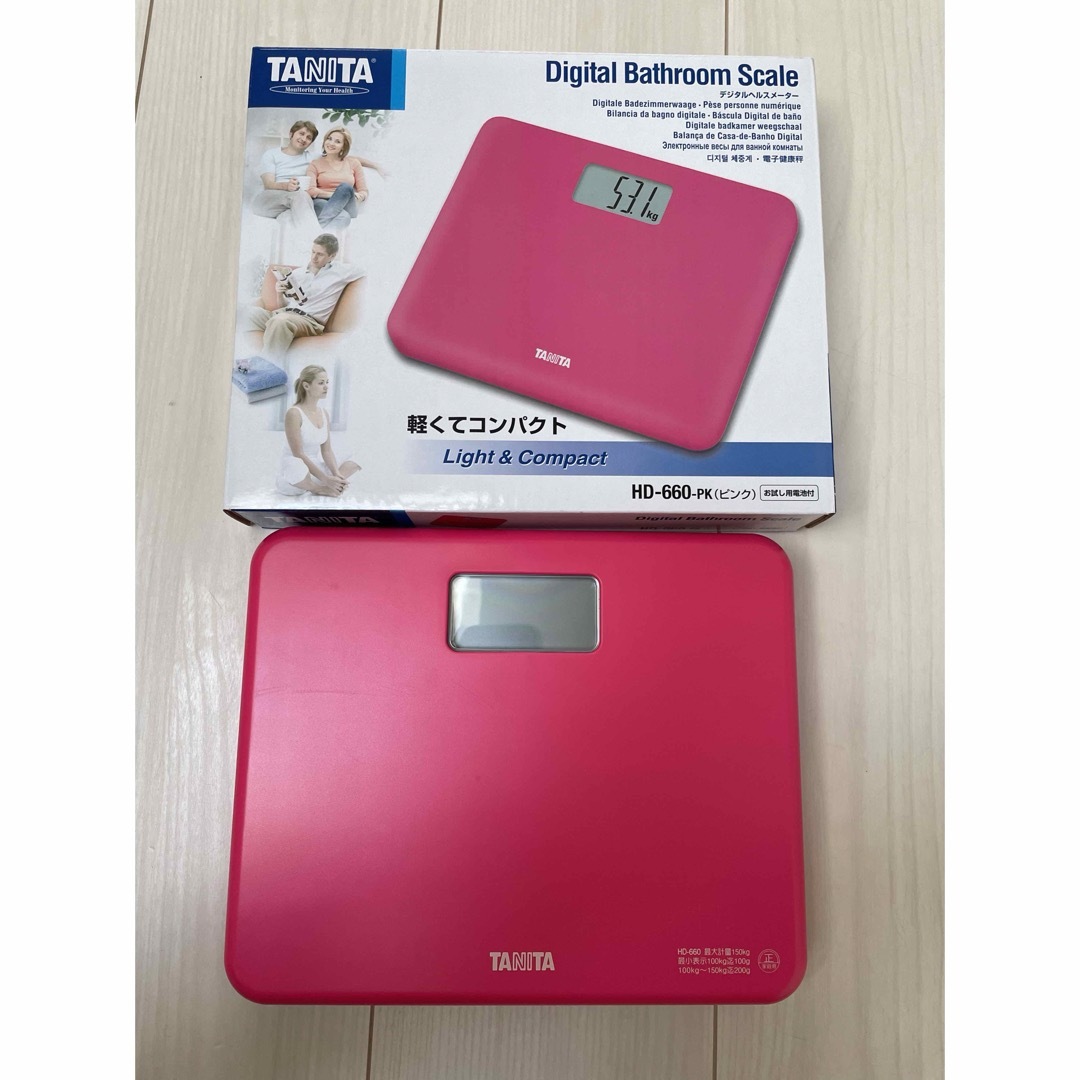 TANITA(タニタ)のタニタ デジタルヘルスメーター HD-660 ピンク 箱1個 スマホ/家電/カメラの美容/健康(体重計/体脂肪計)の商品写真