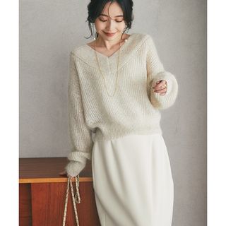 La boutique BonBon - La boutique BonBon キッドモヘアラメVネッククロップドニット