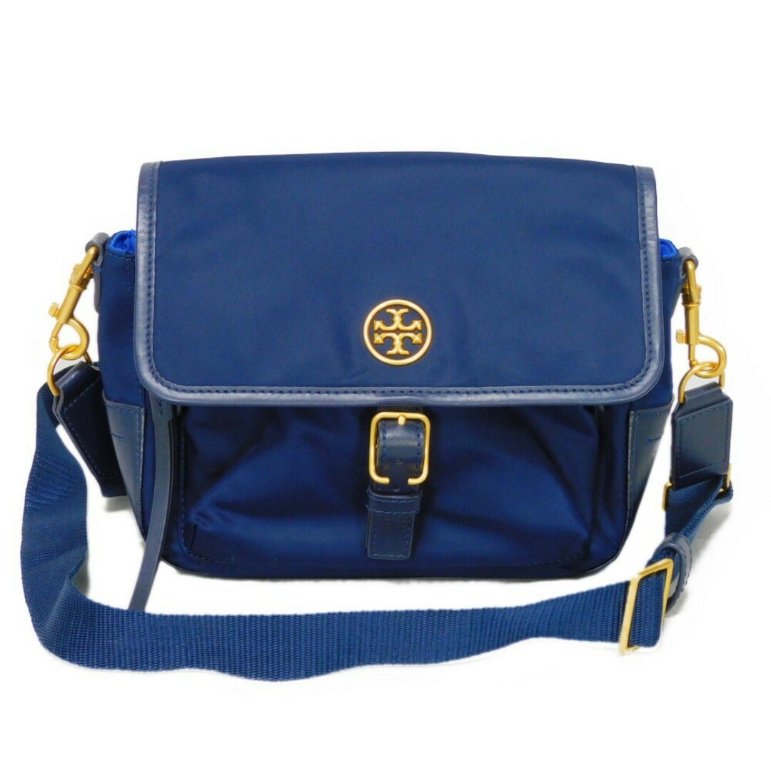 通販超特価 Tory Burch トリーバーチ パイパー クロスボディ メッセンジャーバッグ ダブルT ロゴ ナイロン カーフ ブルー ショルダーバッグ 74651 0820 403