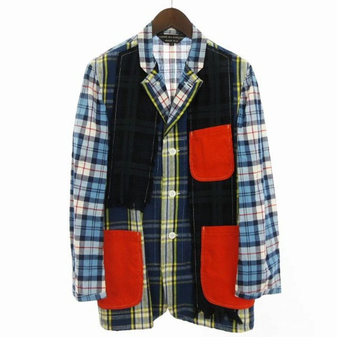 COMME des GARCONS HOMME PLUS(コムデギャルソンオムプリュス)のコムデギャルソンオムプリュス テーラードジャケット パッチワーク 緑系 水色 S メンズのジャケット/アウター(テーラードジャケット)の商品写真