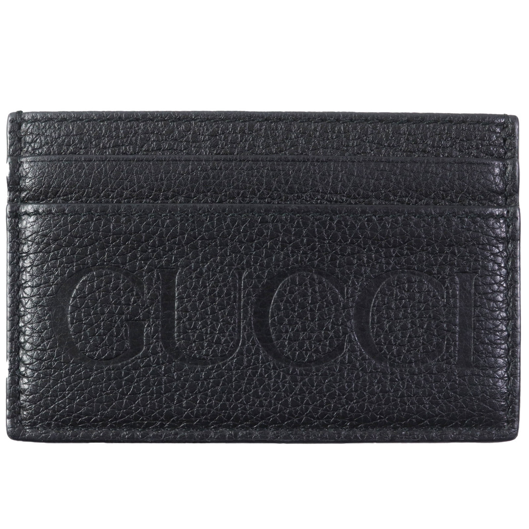 Gucci(グッチ)の極美品 GUCCI グッチ 658694 レザー ロゴエンボス カードケース パスケース ブラック 保存袋付き イタリア製 メンズ 定価40,700円 メンズのファッション小物(名刺入れ/定期入れ)の商品写真