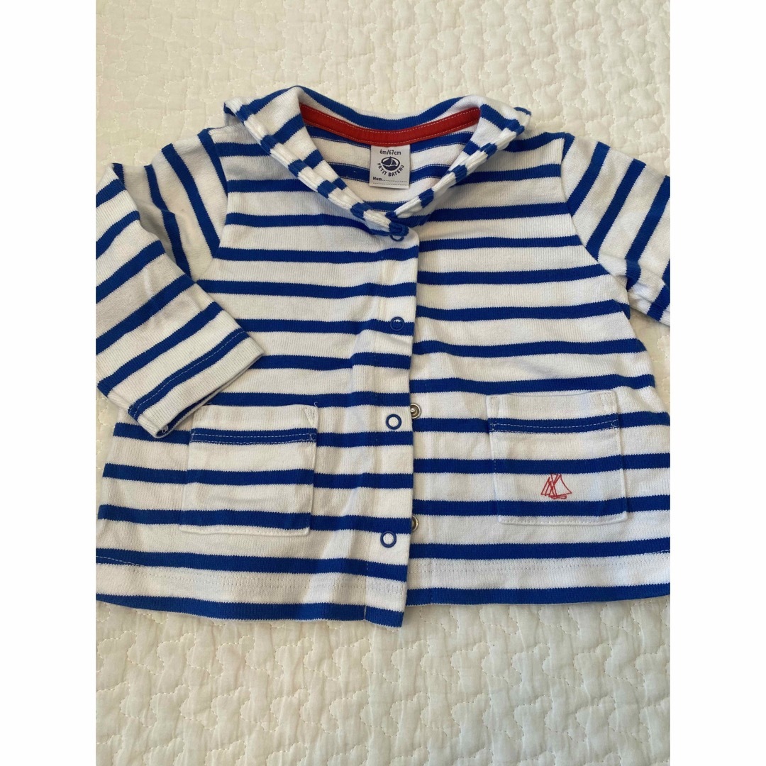 PETIT BATEAU(プチバトー)のプチバトー　セーラーカラー　カーディガン　67 70 キッズ/ベビー/マタニティのベビー服(~85cm)(カーディガン/ボレロ)の商品写真