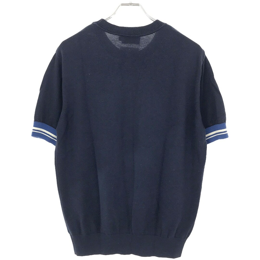 MAISON KITSUNE'(メゾンキツネ)のMAISON KITSUNE メゾンキツネ フォックスパッチコットンニットトップス ブルー M KMM-1940-A メンズのトップス(Tシャツ/カットソー(半袖/袖なし))の商品写真