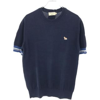 メゾンキツネ(MAISON KITSUNE')のMAISON KITSUNE メゾンキツネ フォックスパッチコットンニットトップス ブルー M KMM-1940-A(Tシャツ/カットソー(半袖/袖なし))