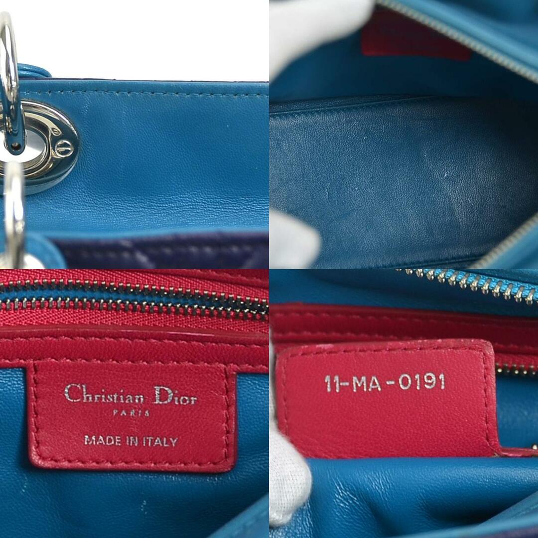 Christian Dior(クリスチャンディオール)のクリスチャンディオール Christian Dior ハンドバッグ ショルダーバッグ レディディオール レザー パープル/ブルー/ピンク シルバー レディース 送料無料【中古】 e58304g レディースのバッグ(ハンドバッグ)の商品写真