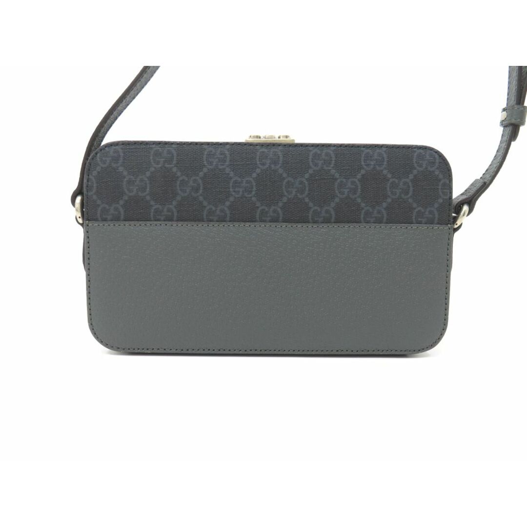 Gucci(グッチ)の【新着】グッチ 725341 GGスプリーム×レザー グレー×ブラック カットアウト インターロッキングG ショルダーバッグ 【池袋店】【中古】 メンズのバッグ(ショルダーバッグ)の商品写真