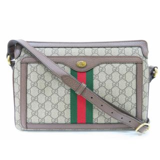 グッチ(Gucci)のグッチ 523354 GGスプリーム レザー ベージュ ダークブラウン オフディアミディアムショルダーバッグ 【池袋店】【中古】(ショルダーバッグ)