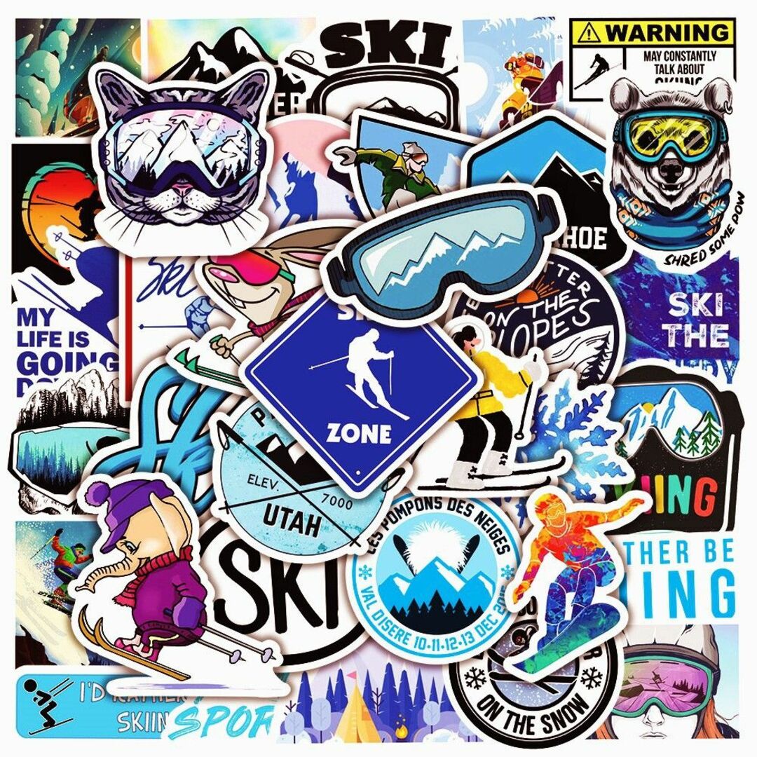 スキー ステッカー 50枚セット PVC 防水 シール ウィンター スポーツ スポーツ/アウトドアのスキー(その他)の商品写真