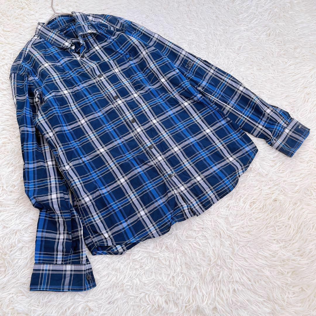 GAP(ギャップ)の【Gap】ギャップ（M）メンズシャツ 長袖トップス チェック柄 ブルー メンズのトップス(Tシャツ/カットソー(七分/長袖))の商品写真