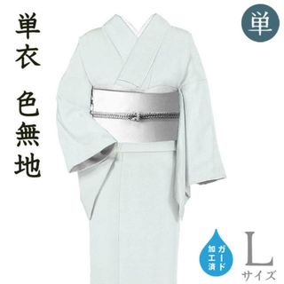 着物だいやす SALE625■色無地■単衣　丹後ちりめん　紬調地紋 アイスブルー　身長サイズ：L　ガード加工【正絹】【仕立て上がり着物】(浴衣)