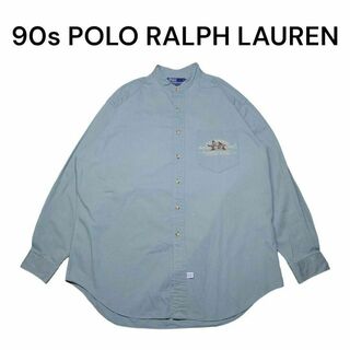 ポロラルフローレン(POLO RALPH LAUREN)の90sポロラルフローレン　ロゴ刺繍　ノーカラーシャツ　古着　POLO(シャツ)