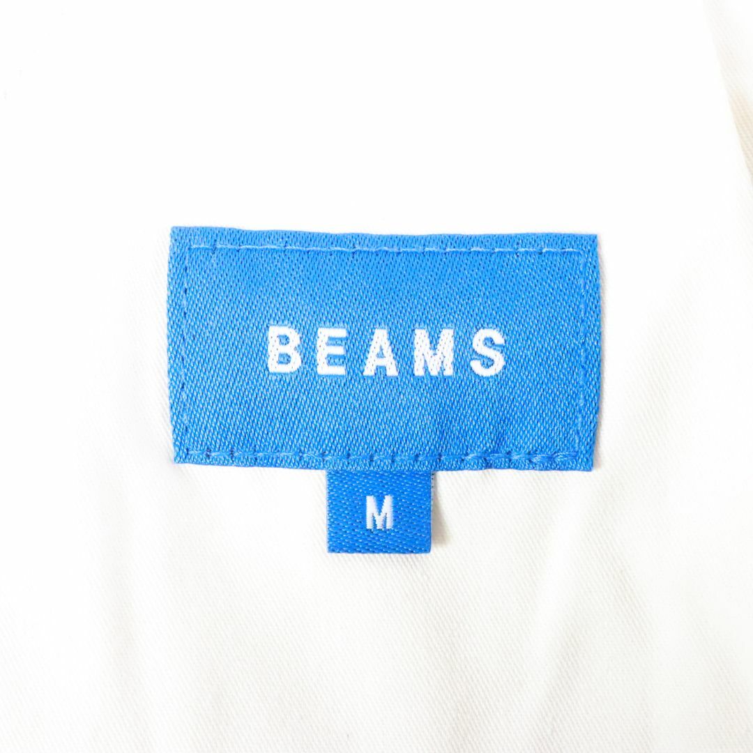 BEAMS(ビームス)のBEAMS　ビームス　コットンピケストレッチテーパードパンツ　白　グレー　Ⅿ　予備パーツ付き メンズのパンツ(ワークパンツ/カーゴパンツ)の商品写真