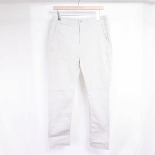 ビームス(BEAMS)のBEAMS　ビームス　コットンピケストレッチテーパードパンツ　白　グレー　Ⅿ　予備パーツ付き(ワークパンツ/カーゴパンツ)