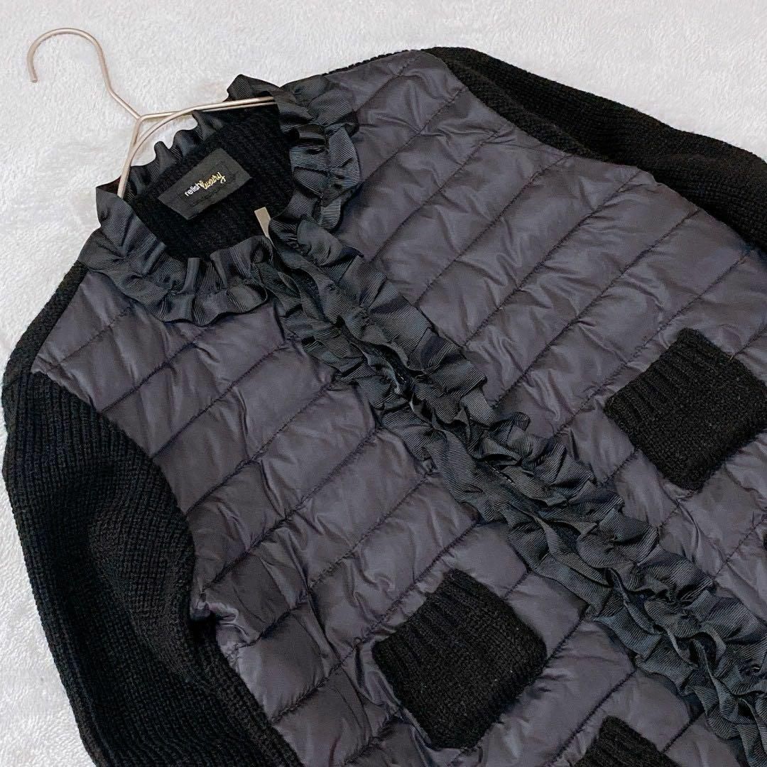 【relish】レリッシュ（S）ノーカラー ニット セーター ジャケット レディースのジャケット/アウター(ダウンベスト)の商品写真