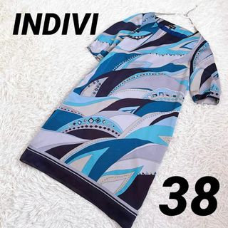 インディヴィ(INDIVI)の【INDIVI】インディヴィ（38）総柄ワンピース 派手 個性的(ひざ丈ワンピース)