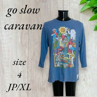 ゴースローキャラバン(go slow caravan)のゴースローキャラバン ビッグ カットソー ロング Tシャツ 青 A134(Tシャツ/カットソー(七分/長袖))