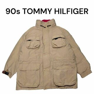 トミーヒルフィガー(TOMMY HILFIGER)の90s トミーヒルフィガー　ビッグロゴ刺繍ハンティングダウンジャケット(ダウンジャケット)