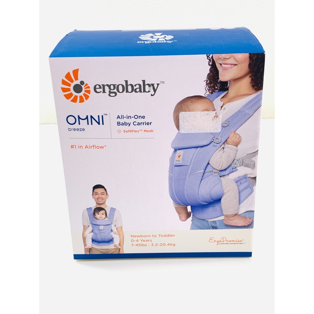 Ergobaby(エルゴベビー)の未使用■Ergobaby(エルゴベビー) 抱っこ紐 ベビーキャリア オムニ ブリーズ OMNI Breeze ブルーラベンダー BCZ360PBL 新生児~4歳頃 リプロス ベビー用品 キッズ/ベビー/マタニティの外出/移動用品(抱っこひも/おんぶひも)の商品写真