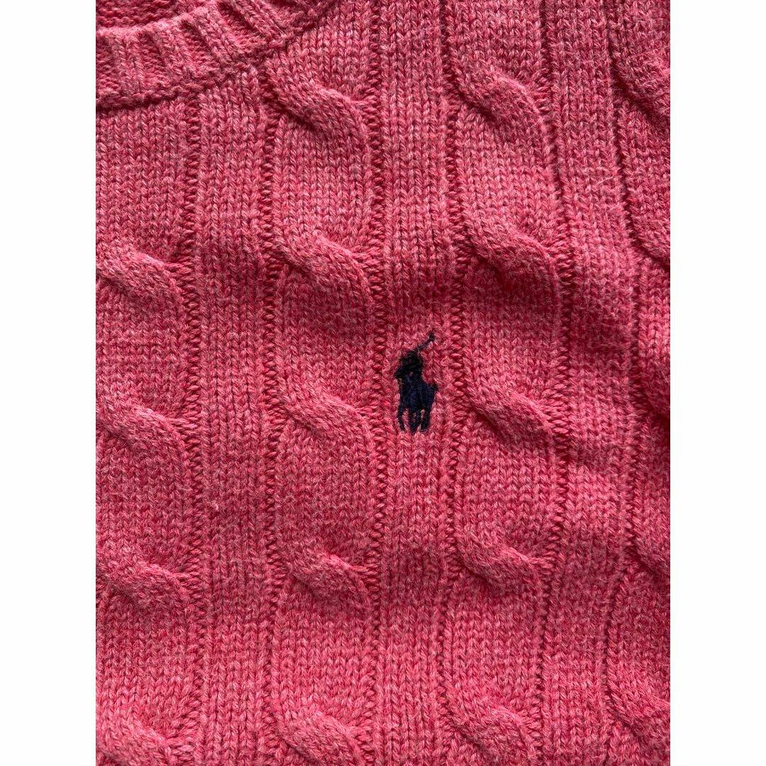 POLO RALPH LAUREN(ポロラルフローレン)のポロラルフローレン ケーブルコットンニット ピンク 5 送料無料 (y122) キッズ/ベビー/マタニティのキッズ服女の子用(90cm~)(ニット)の商品写真