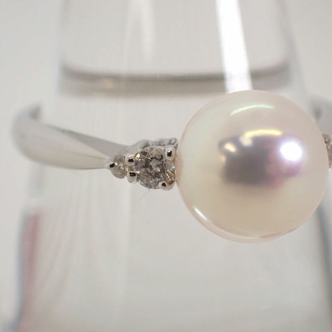  Pt900 アコヤ真珠/ダイヤモンド リング 18号[g249-35］ レディースのアクセサリー(リング(指輪))の商品写真