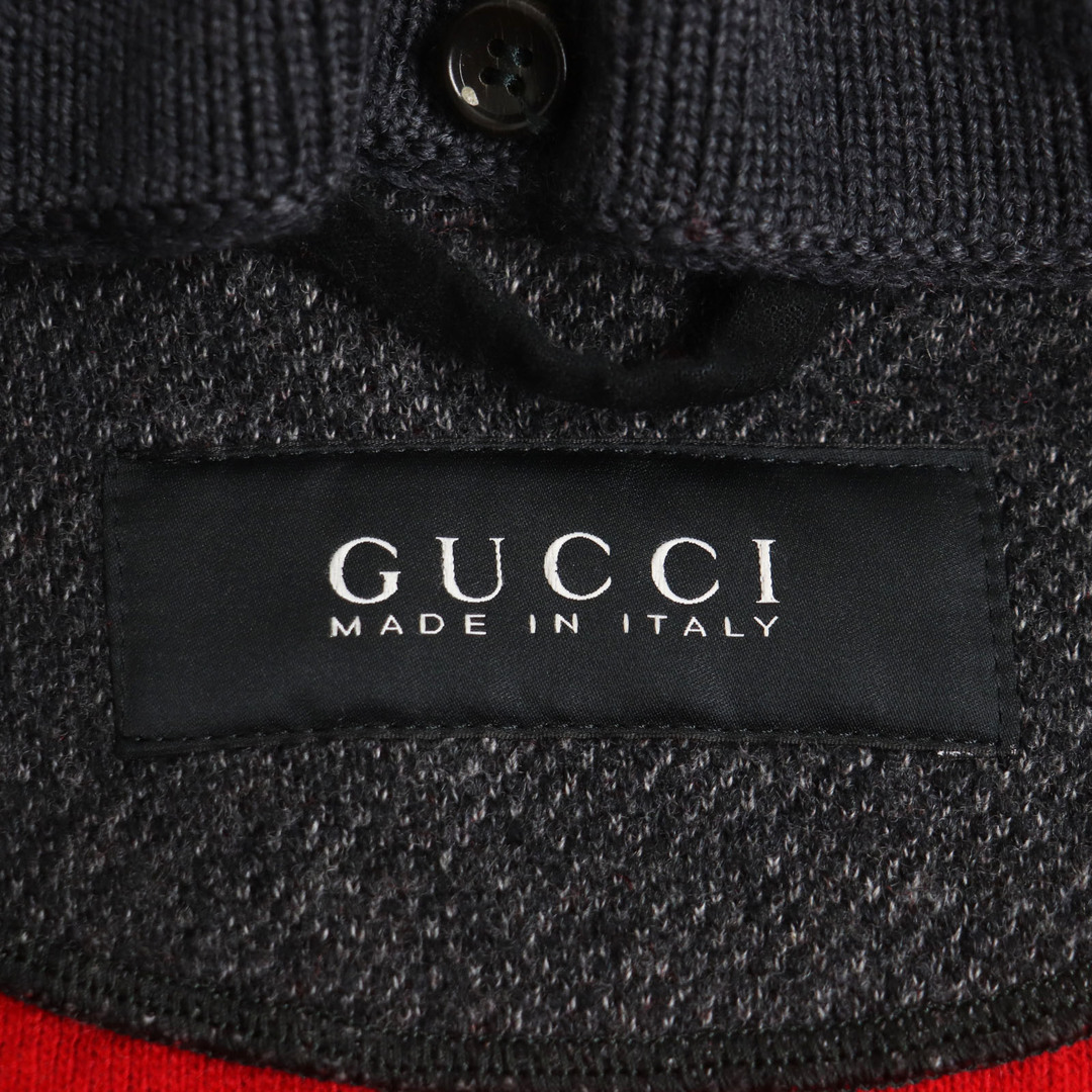 Gucci(グッチ)の極美品 GUCCI グッチ 295459 ダブルブレスト 襟ニット切り替え ハーフコート ウールコート グレー系 44 イタリア製 正規品 メンズ 秋冬おすすめ◎ メンズのジャケット/アウター(その他)の商品写真