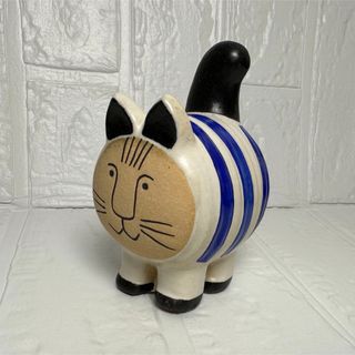 リサラーソン(Lisa Larson)の限定 完売 リサラーソン Dieci cat ミッセ ブルー ボーダー(置物)