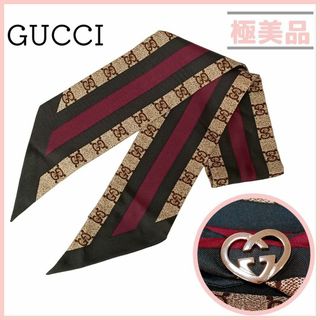 Gucci - グッチ GG シェリーライン ネックボウ リボンスカーフ ハート スカーフリング