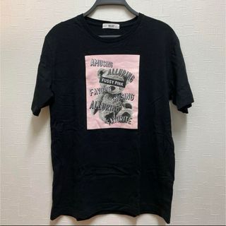 WEGO - Tシャツ ブラック 黒 ピンク プリント クマ