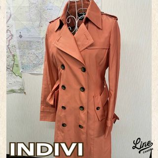 INDIVI ☆トレンチコート インナー付き 38 オレンジピンク系