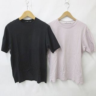 ユニクロ(UNIQLO)のユニクロ ＋J ジルサンダー Tシャツ 2枚セット 半袖 丸首 黒 ピンク M(Tシャツ/カットソー(半袖/袖なし))