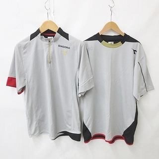 ディアドラ(DIADORA)のディアドラ スポーツ シャツ 2枚セット ハイネック 半袖 グレー 黒 赤 L(その他)