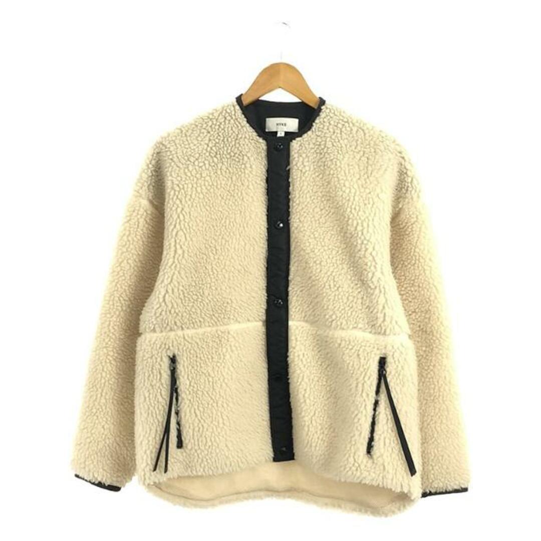 HYKE(ハイク)のHYKE / ハイク | 2022AW | FAUX SHEARLING JACKET ボアフリース ノーカラージャケット | 1 | アイボリー | レディース レディースのジャケット/アウター(その他)の商品写真