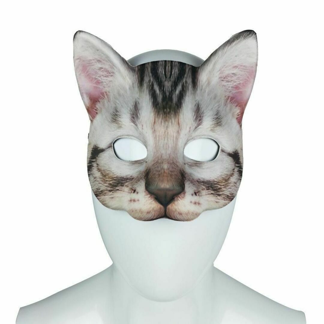 キャット 半顔 猫 マスク パーティーグッズ 変顔 お面 覆面 衣装 仮面 黒 エンタメ/ホビーのコスプレ(小道具)の商品写真