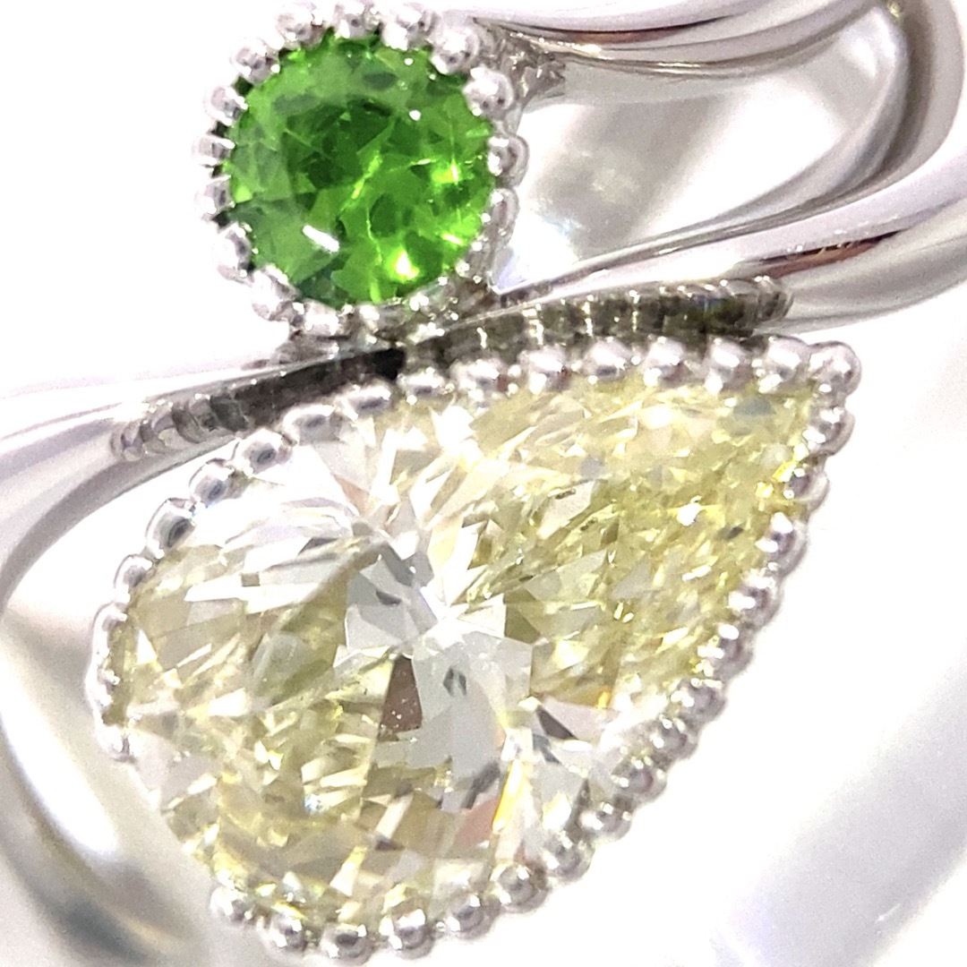 【JB-3308】Pt900 天然ダイヤモンド デマントイドガーネット リング レディースのアクセサリー(リング(指輪))の商品写真