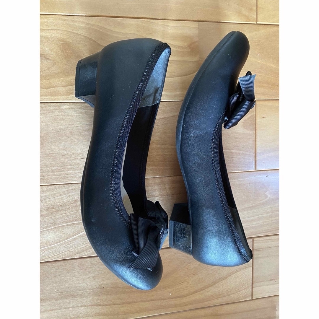 NUOVO黒リボンパンプスL レディースの靴/シューズ(ハイヒール/パンプス)の商品写真