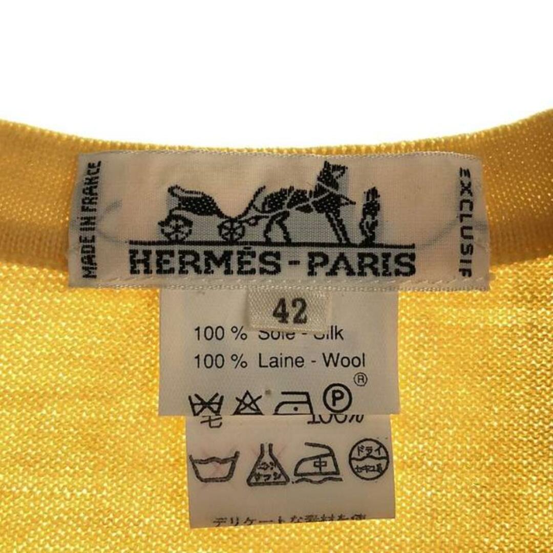 Hermes(エルメス)のHERMES / エルメス | 馬柄 クルーネックニットカーディガン | 42 | イエロー | レディース レディースのトップス(カーディガン)の商品写真