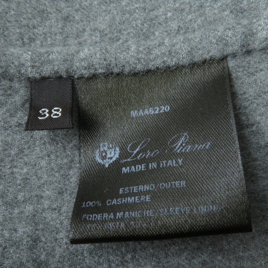 メール便なら送料無料 未使用品 Loro Piana ロロピアーナ FAL1415 カシミヤ100％ 比翼仕立て ジャケット グレー 38 イタリア製 レディース