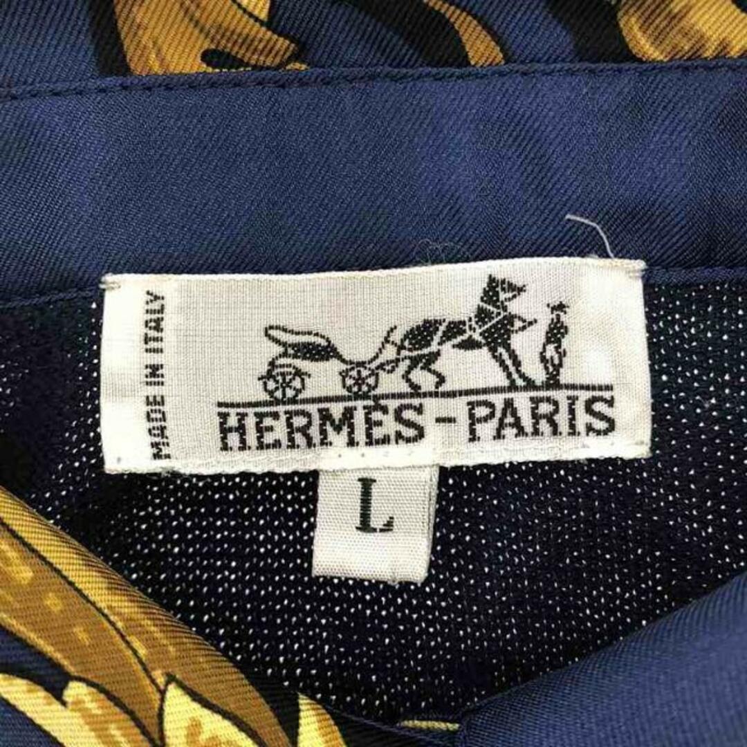 Hermes(エルメス)の【美品】  HERMES / エルメス | 轡の気品 ニット切替 シャツ | L | ネイビー/イエロー | メンズ メンズのトップス(Tシャツ/カットソー(半袖/袖なし))の商品写真