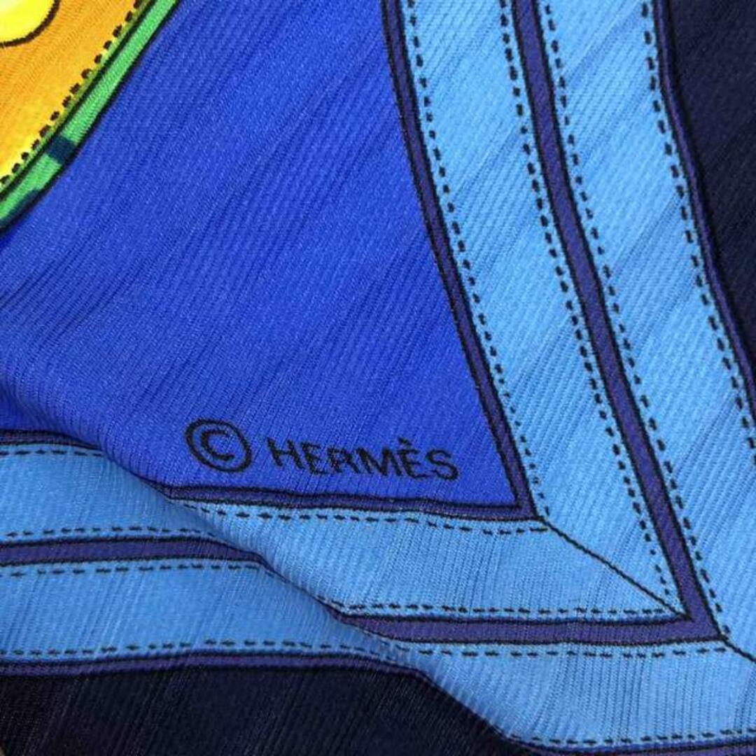 Hermes(エルメス)の【美品】  HERMES / エルメス | ベルト柄 プリーツ スカーフ | ブルー | レディース レディースのレディース その他(その他)の商品写真