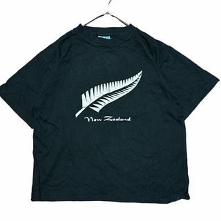 ヴィンテージ 半袖Tシャツ ニュージーランド 羽 ブラック US古着p82①(Tシャツ/カットソー(半袖/袖なし))